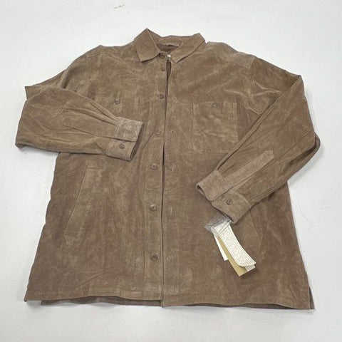 Perry Ellis Portfolio Men's Suede Leather Shirt Jacket Camel NWT Size M