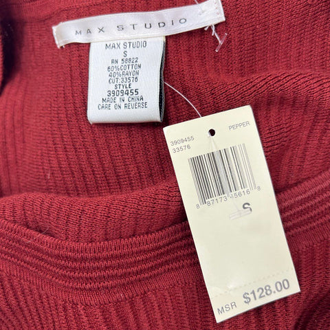 NWT Max Studio Pepper Red Ribbed Knit A-Line Sweater Dress Women's S