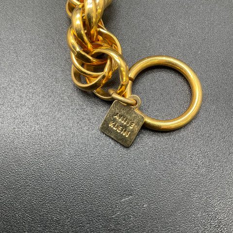 Vintage Anne Klein Gold Tone Multi-Link Chain Necklace Toggle Clasp Lion Tag 18"