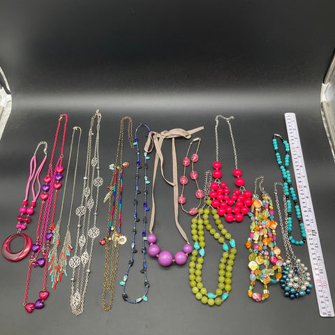 Wearable Costume Jewelry Lot of 12 Necklaces Beaded Statement Boho Styles