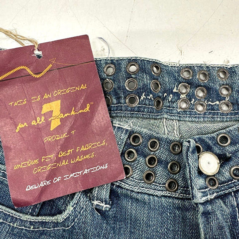 7 For All Mankind Women's Grommet Flare Jeans Vintage Y2K Distressed NWT Sz 27