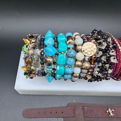 Vintage & Modern Costume Jewelry Lot 23 Bracelets Bangles Cuffs Beaded Steampunk