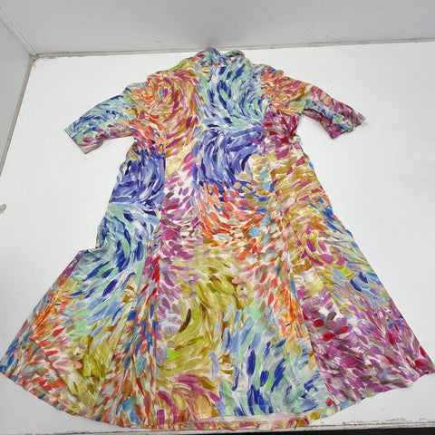 Ulla Popken Women's Multicolor Abstract Brushstroke Print Shirtdress Size 20/22