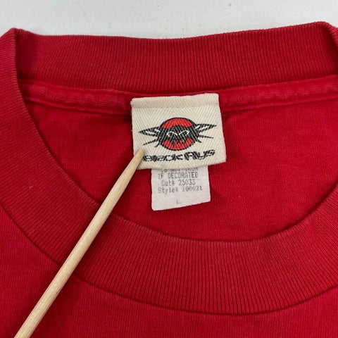 Vintage 90s Black Flys Flame Logo T-Shirt Single Stitch Made in USA Sz L