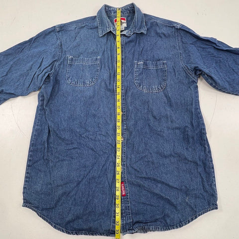 Vintage 90s Marlboro Country Store Denim Button Up Shirt Made USA Sz XL