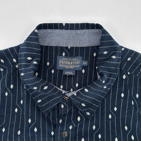 Pendleton Corduroy Geometric Pattern Long Sleeve Button Up Shirt Sz XXL