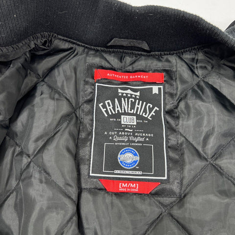 Franchise Club Men's Georgia Bulldogs Black Satin Varsity Jacket Quilted Sz M