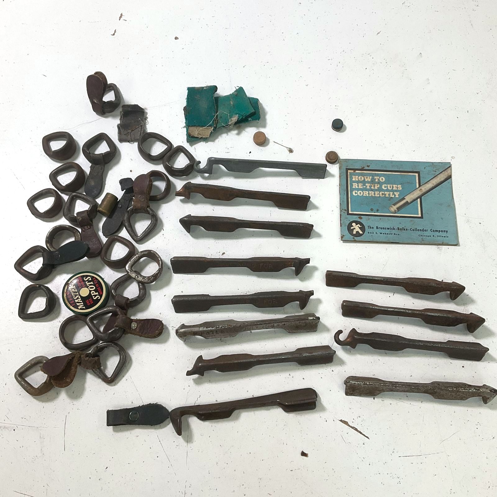 Vintage Pool Cue Repair Kit Lot Parts Clamps Brunswick Balke Collender Company