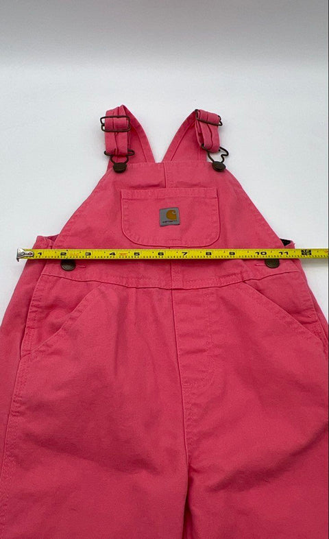 Carhartt Girls Pink Flannel Lined Duck Canvas Overalls Size 2T