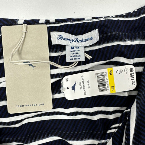 Tommy Bahama Women's Anoche Stripe Maxi Dress Black White Sleeveless NWT Sz M