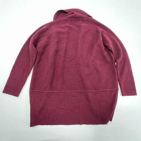Talbots Women's Cardigan NWT Maroon Merino Wool Drape Open Front Petite Sz 2XP