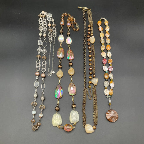 LOFT Mixed Fashion Statement Necklaces Lot of 4 Stone Faux Pearl Beaded