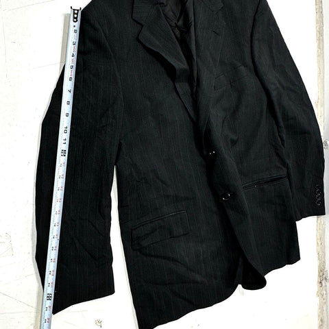 Vintage 90s Evan Picone Men's Black Pinstripe Suit Jacket Blazer Made in USA 46R