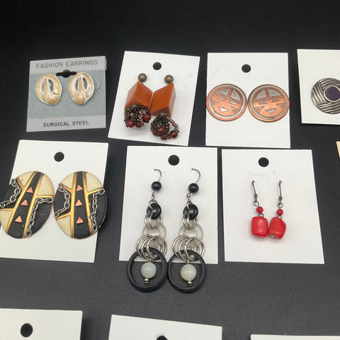 Vintage & Modern Costume Jewelry Earrings Lot of 21 Pairs Dangle Hoop Stud