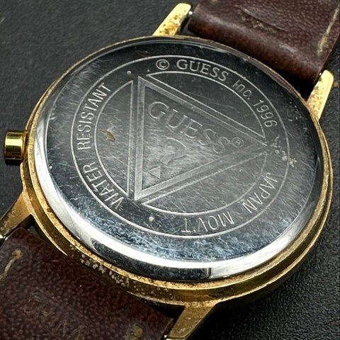 Vintage Guess Watches Lot of 2 1996 Logo Dial Embossed Leather Straps