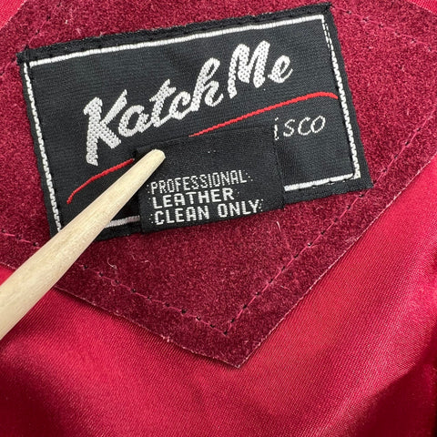 Vintage 90s Katch Me Burgundy Suede Leather Embroidered Western Vest Women's XL