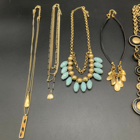 Elizabeth and James Lia Sophia Lucky Brand Gold Tone Jewelry Lot 7 Necklaces