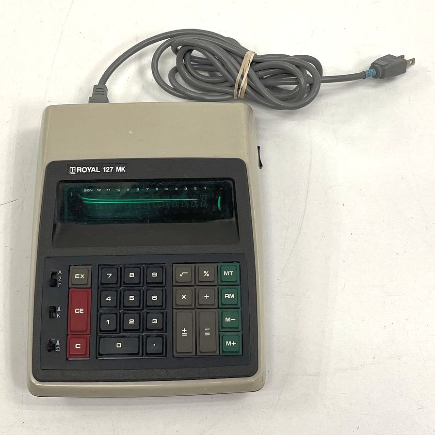 Vintage 1970s Royal 127 MK Desktop Calculator Litton VFD Display Japan