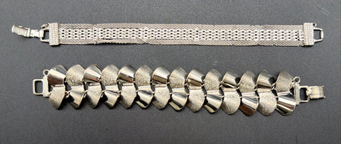 Vintage Goldette Silver Tone Bracelet Lot of 4 Cuffs Bangles Hinged Mesh