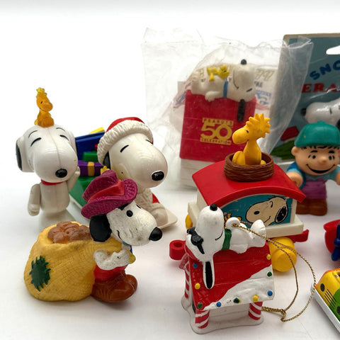 Snoopy Peanuts Collectible Lot 19 Pieces Vintage Figurines Ornaments Eraser