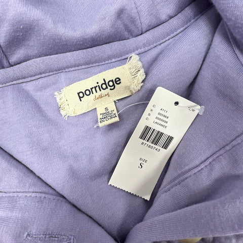 Porridge Women's Purple Sherpa Fleece Cropped Henley Hoodie NWT Size S