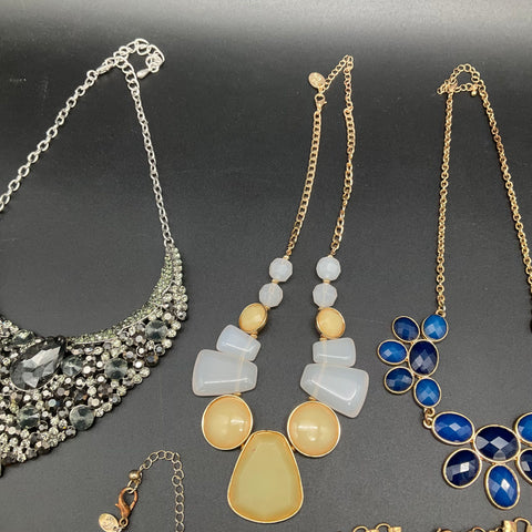 Mixed Bold Statement Necklaces Lot of 7 Bib Fringe Rhinestone Fashion Jewelry
