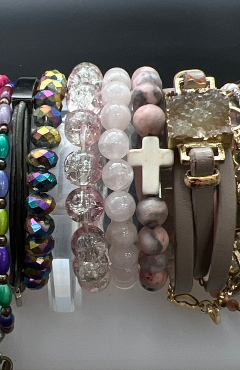 Fashion Jewelry Bracelet Lot 19pc Rhinestone Beaded Boho Religious Evil Eye