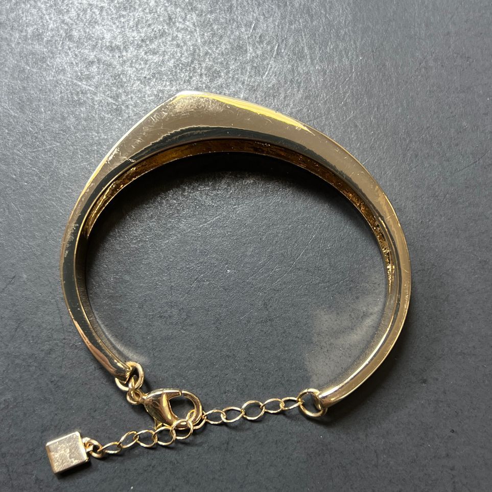 Asymmetrical Gold Tone Bracelet with Chain