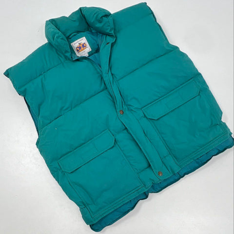 Vintage 90s Key Dutch Harbor Gear Men's Teal Down Puffer Vest Quilted Sz L