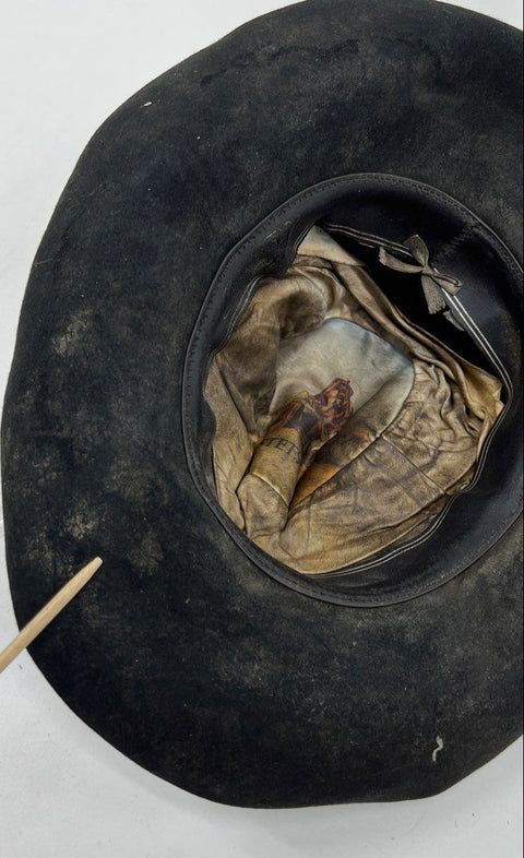 Vintage 70s Stetson Men's Black Felt Cowboy Hat Braided Band Wide Brim