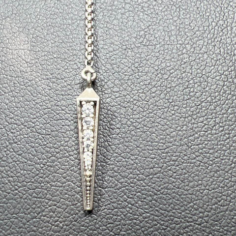 Kendra Scott Silver tone Y Drop Rhinestone Necklace 7.5g