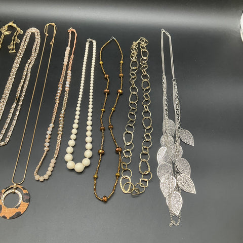 Mixed Costume Fashion Necklace Jewelry Lot 11pc Gold Silver Tone Faux Pearl