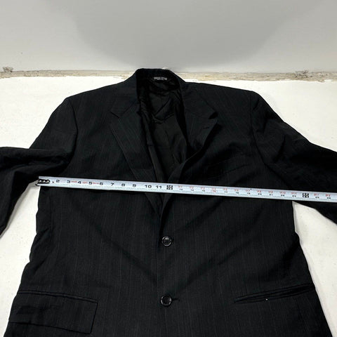 Vintage 90s Evan Picone Men's Black Pinstripe Suit Jacket Blazer Made in USA 46R