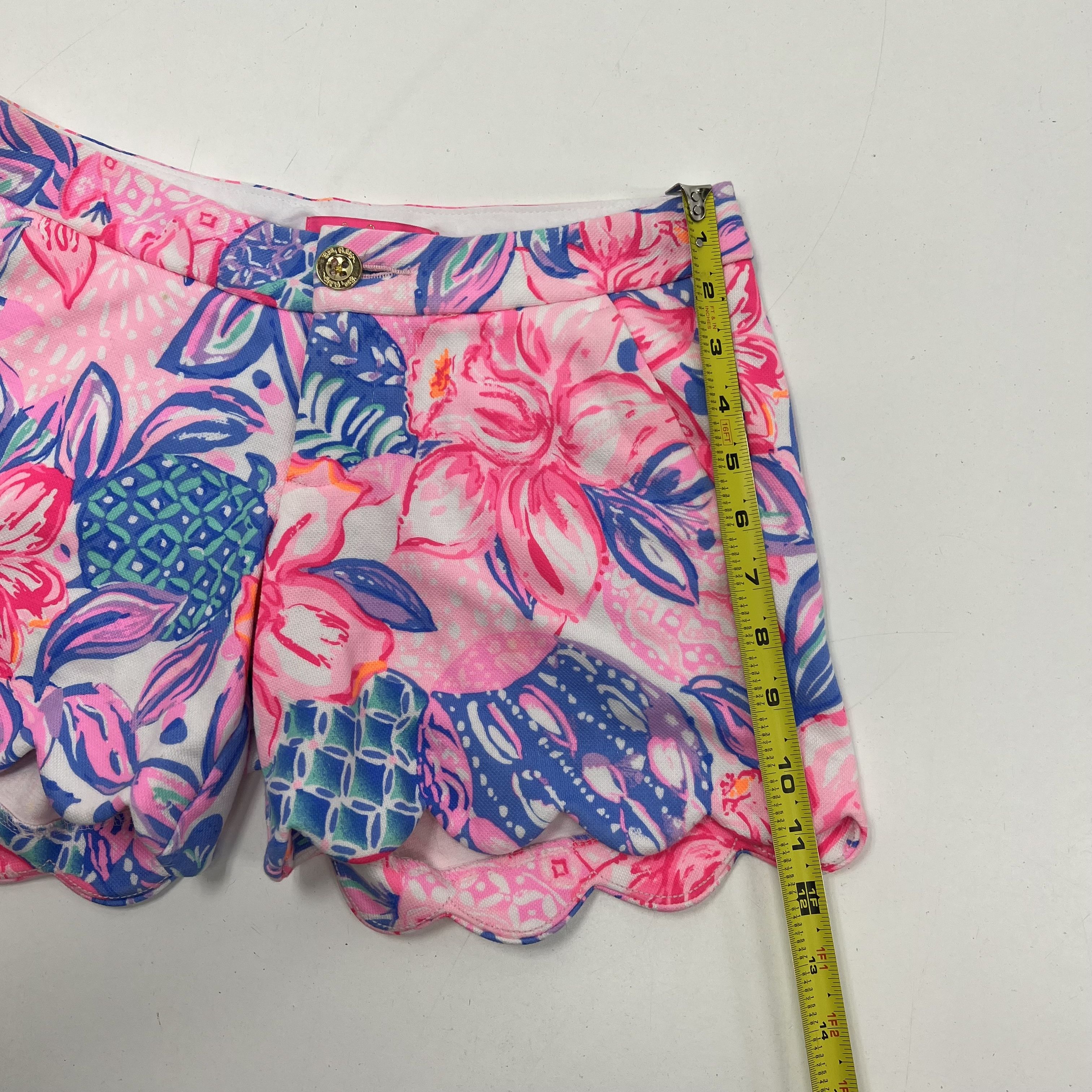 Lilly Pulitzer Buttercup Scalloped Shorts Floral Pineapple Women's Size 00