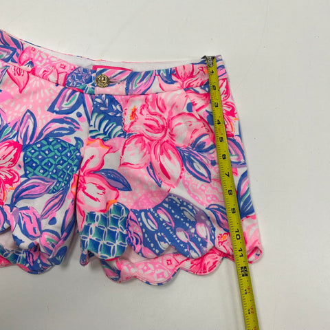 Lilly Pulitzer Buttercup Scalloped Shorts Floral Pineapple Women's Size 00