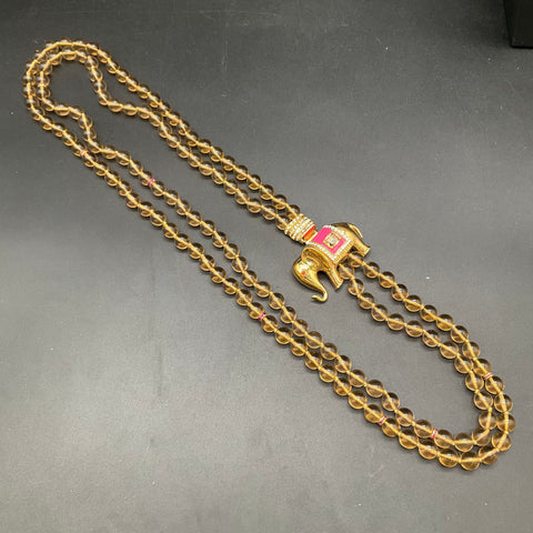 J. Crew Double Strand Glass Bead Necklace Gold Tone Elephant Clasp 33"