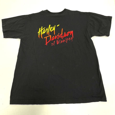 Vintage 90s Harley Davidson T-Shirt Lot Taz 1994 & Winnipeg Double Stitch Sz L