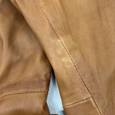 Vintage Y2K Carrie Hoxton London Tan Leather Belted Moto Jacket Women's 20