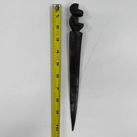 Vintage Ebony Wood Monkey Dagger Letter Opener Hand Carved Figural Art 10"