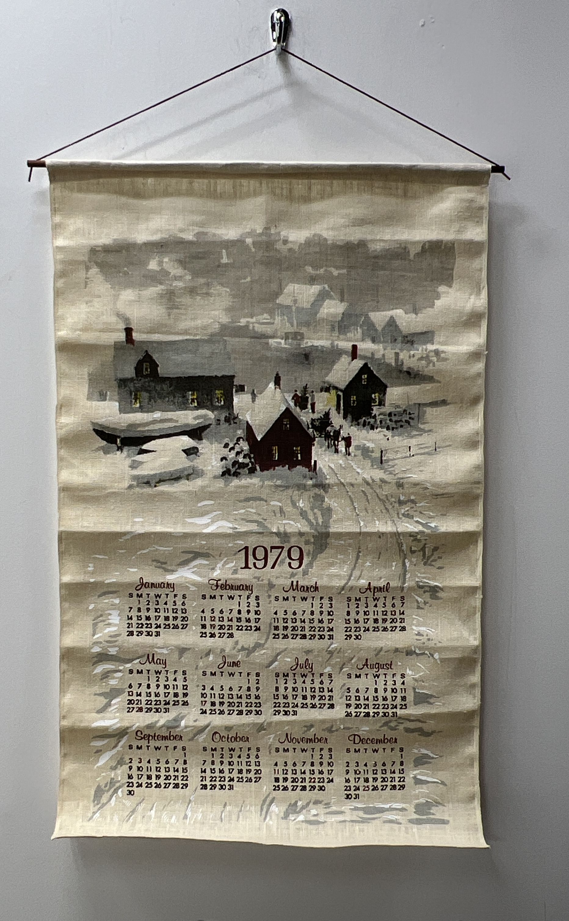 Vintage Kay Dee Linen Wall Calendar 12pc Lot 1970s Handprints New England USA
