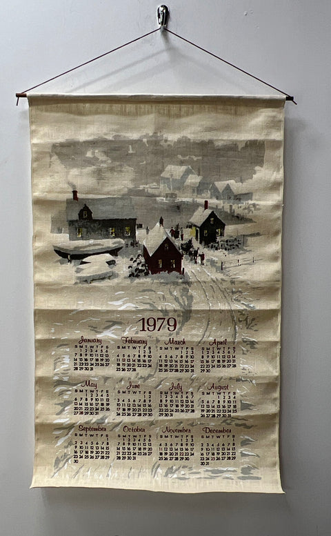Vintage Kay Dee Linen Wall Calendar 12pc Lot 1970s Handprints New England USA