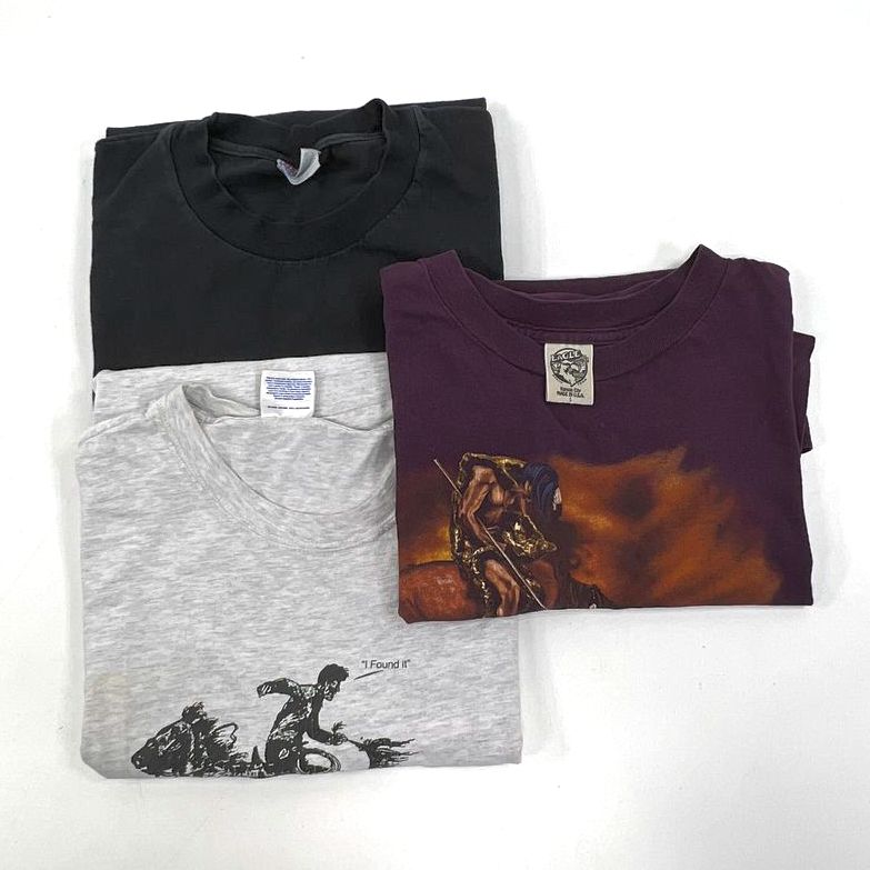 VTG Men's Mixed Brands Purple Grey Black Short Sleeve T-shirt Lot - Size Large