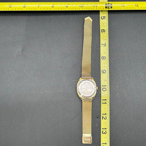 Vintage 1970s Longines Astromatic 25 360 Watch Gold Tone Mesh Burgundy Dial