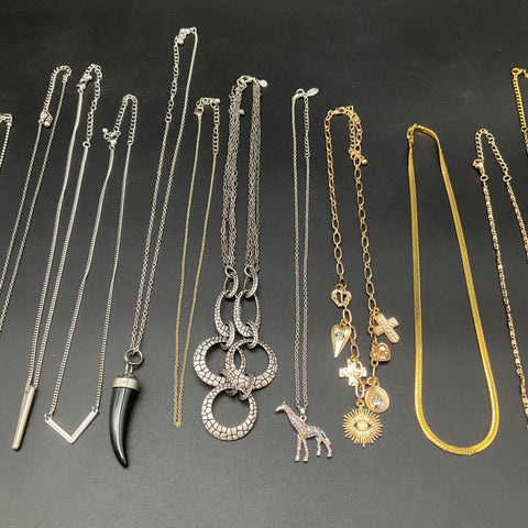 Fashion Jewelry Necklace Lot 15pc Gold Silver Tone Monogram Animal Heart Tree
