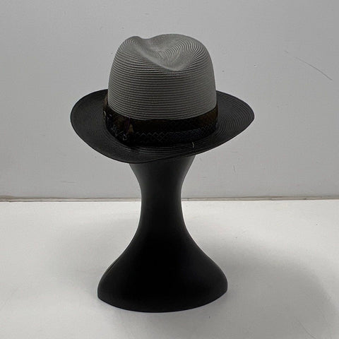 Stetson Men's Two Tone Gray Black Woven Fedora Straw Hat Made in USA