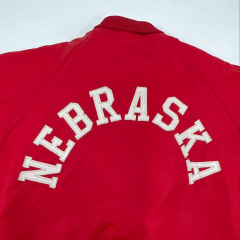 Vintage 80s Nebraska Huskers Quilted Satin Bomber Jacket Tackle Twill Sz XXL