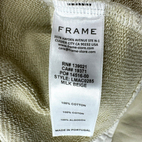 Frame Men's Colorblock Sweatshirt Milk Beige Patchwork Cotton Crewneck Sz XS