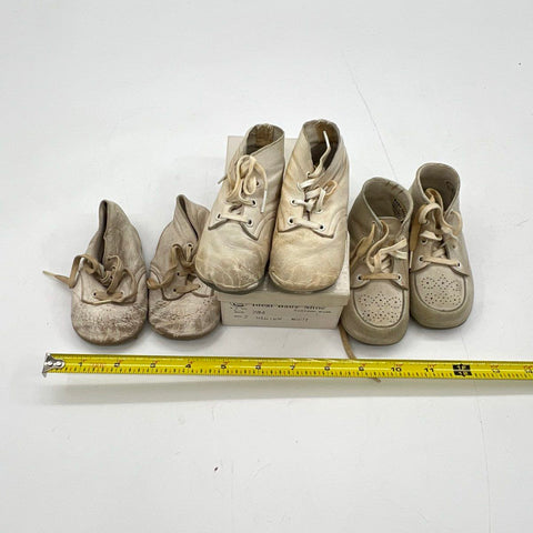 Vintage Ideal Baby Shoe & Baby Deer White Leather Walking Shoes Lot Sizes 2 3