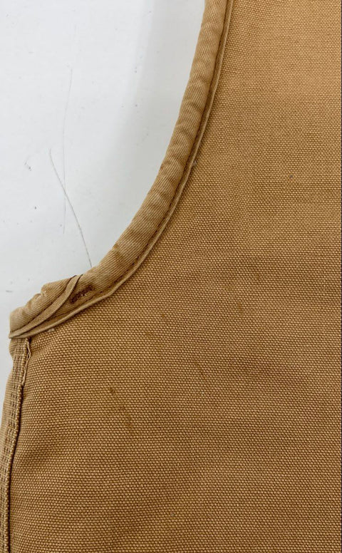 Vintage Carhartt Duck Canvas Sherpa Lined Zip Vest Tan Brown Men's Large Tall LT