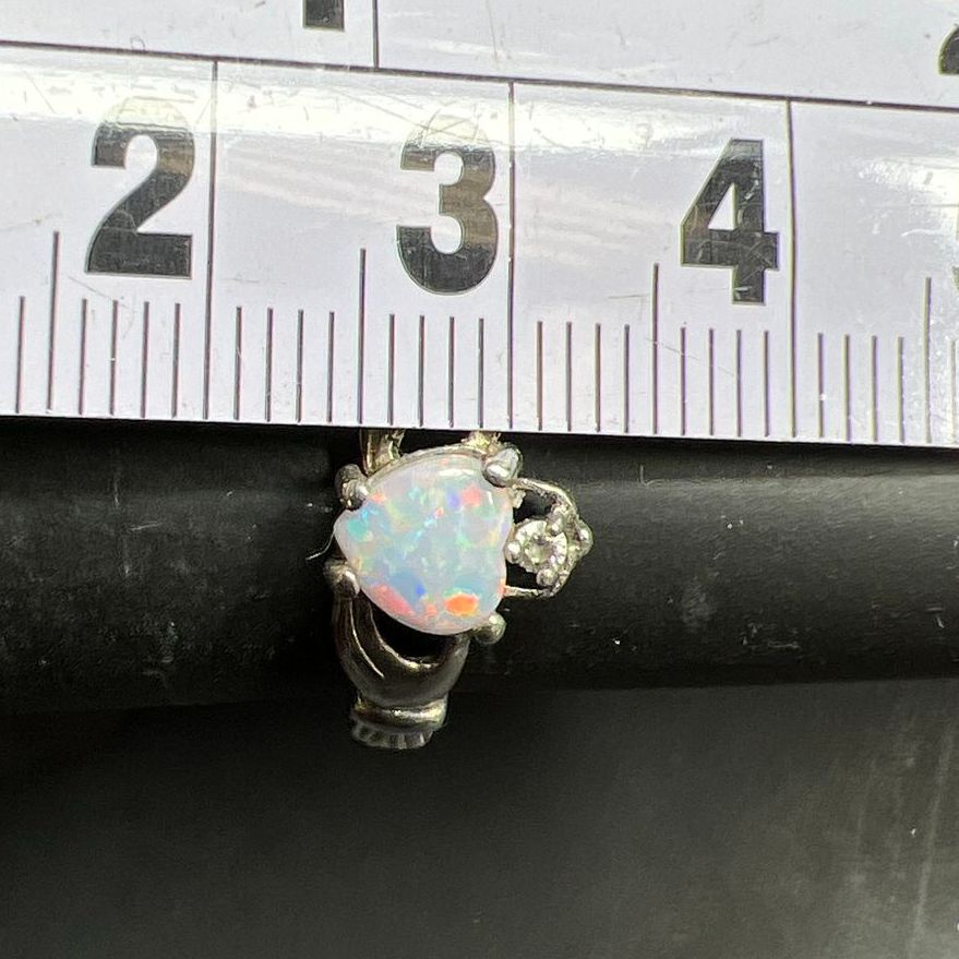 925 Sterling Silver Opal Claddagh Ring Size 5.5 2.19g